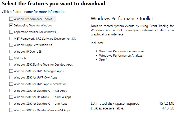 Параметры настройки BSOD Windows SDK