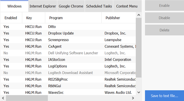 ccleaner исключает записи при запуске