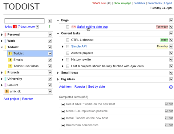 скриншот todoist