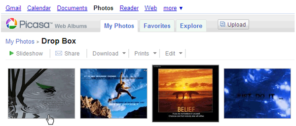 Отправьте свои фотографии в свой веб-альбом Picasa с помощью электронной почты.