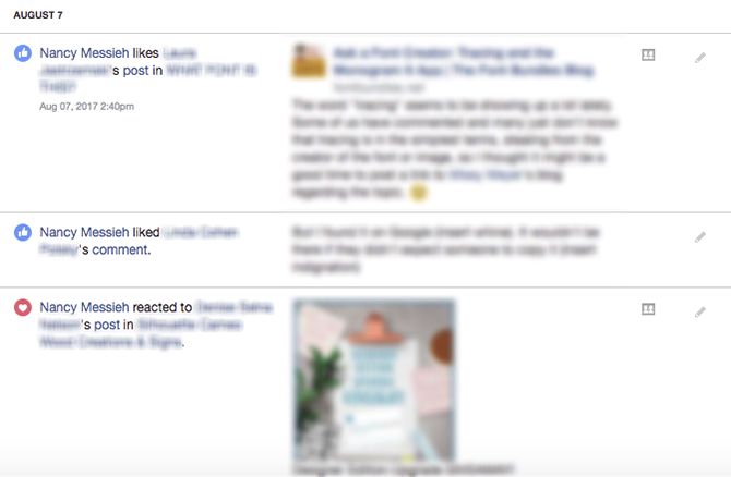 Как увидеть каждый лайк, пост и комментарий к вам' /></p>
<p>Вы также можете использовать журнал активности, чтобы отличаться от содержимого, не возвращаясь к чьему-либо профилю или странице.</p>
<p><strong>Какие советы и хитрости вы используете, чтобы отслеживать свою активность на Facebook? Дайте нам знать об этом в комментариях.</strong></p><script data-noptimize=