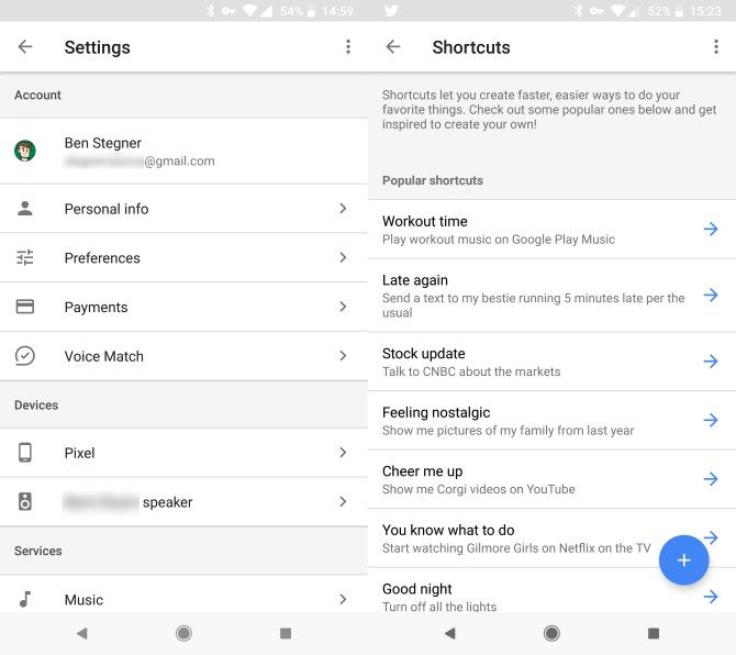 Настройки Google Assistant