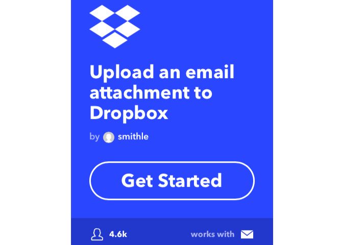 Апплет IFTTT, который загружает вложения электронной почты в Dropbox