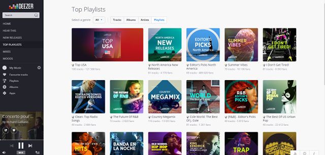 Deezer-музыка веб-просмотр