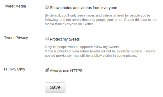 Твиттер добавляет" /></p>
<p>Если вы войдете в службу с помощью мобильного сайта (mobile.twitter.com), вам все равно придется использовать http<strong>s</strong>: // префикс на данный момент, хотя пост в блоге Twitter намекает на то, что это исправится в ближайшем будущем: &laquo;Мы работаем над решением, которое будет использовать параметр&laquo; Всегда использовать HTTPS &raquo;через twitter.com и mobile.twitter. com, так что вам не нужно думать о том, какое устройство вы используете, когда хотите проверить Twitter &raquo;.</p>
<p>Те из вас, кто использует сторонние приложения, должны будут проверить, поддерживает ли ваш конкретный клиент HTTPS, хотя официальные приложения Twitter для iPhone и iPad уже поддерживают безопасное соединение.</p>
<p>Используете ли вы веб-сайт Twitter или приложение? Удастся ли вам в будущем новая настройка HTTPS? Давно ждал? Дайте нам знать, что вы думаете в комментариях.</p><script data-noptimize="" data-wpfc-render="false">
/* <![CDATA[ */
fpm_start( "true" );
/* ]]> */
</script>

<p><div class="fpm_end"></div>
							</div>
						</article>

						<div class="post-meta">							<div class="post-share">
								<div class="post-share__title">Поделиться с друзьями:</div>
								<div class="likely">
									<div class="twitter">Твитнуть</div>
									<div class="facebook">Поделиться</div>
									<div class="vkontakte">Поделиться</div>
									<div class="telegram">Отправить</div>
									<div class="odnoklassniki">Класснуть</div>
								</div>
							</div>
						</div>

												<meta itemprop="headline" content="Twitter добавляет всегда использовать HTTPS к настройкам, включите его сейчас! [Новости]">
						
												<meta itemprop="author" content="Spec08">

						<meta itemprop="datePublished" content="2015-03-30">
						<meta itemprop="dateModified" content="2015-03-30">
						<a itemprop="url" href="https://helpexe.ru/internet/twitter-dobavljaet-vsegda-ispolzovat-https-k-2" style="display:none">Twitter добавляет всегда использовать HTTPS к настройкам, включите его сейчас! [Новости]</a>
						<a itemprop="mainEntityOfPage" href="https://helpexe.ru/internet/twitter-dobavljaet-vsegda-ispolzovat-https-k-2" style="display:none">Ссылка на основную публикацию</a>
						
												<div style="display: none;" itemprop="image" itemscope itemtype="https://schema.org/ImageObject">
							<noscript><img itemprop="url" src="https://helpexe.ru/wp-content/cache/thumb/62/fc9b56063e7aa62_320x200.jpg" alt="Twitter добавляет всегда использовать HTTPS к настройкам, включите его сейчас! [Новости]"></noscript><img class="lazyload" itemprop="url" src=