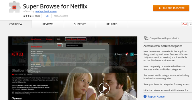 Super Browse Netflix Chrome Store
