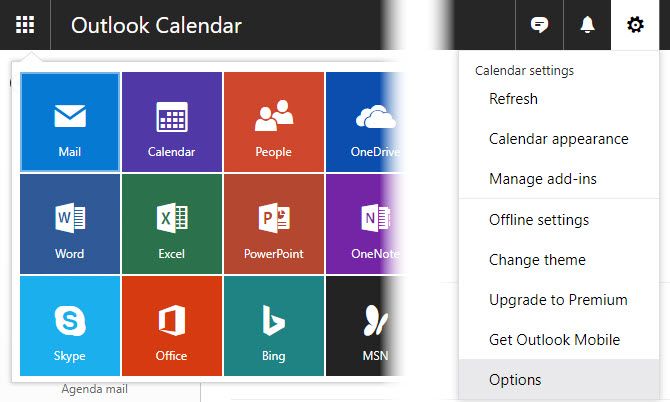 Outlook, коммутатор-календарь