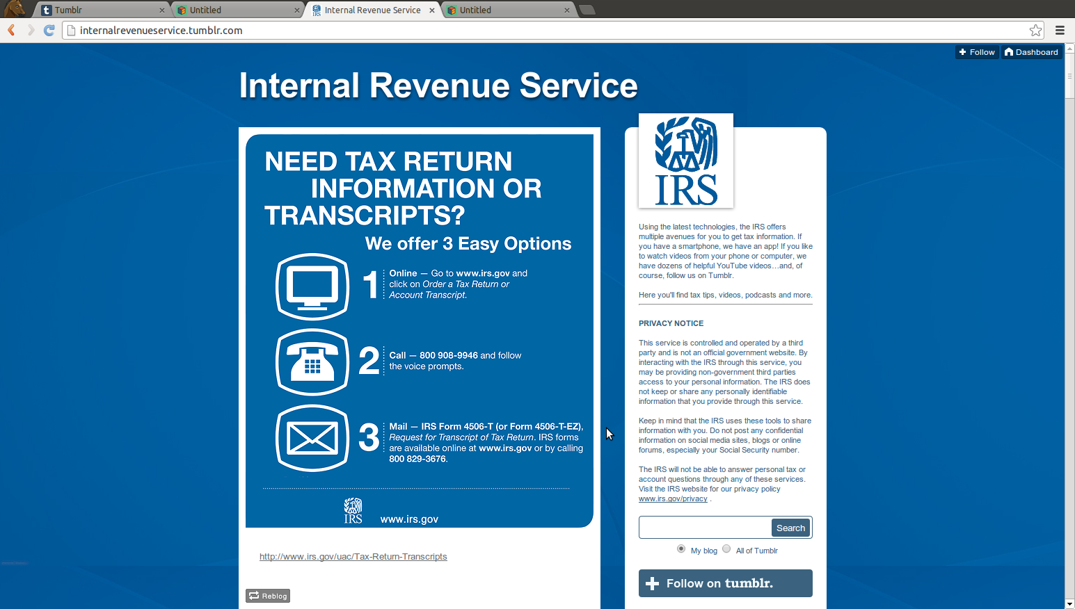 Неофициальный, начинающий' /><br />
Почти невозможно увидеть весь диапазон тамблеров. Я покажу вам несколько простых и популярных. У многих людей есть несколько тамблеров. У них есть личный, какой-то, а затем у них есть конкретные темы. Например, вот одна из них, озаглавленная &laquo;Причины, по которым плачет мой сын&raquo;.<br />
<noscript><img decoding=