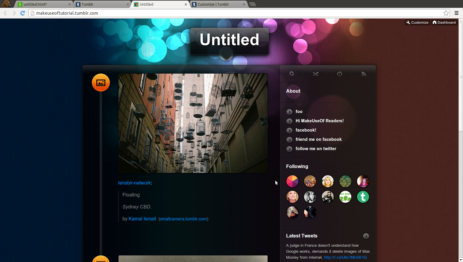 Неофициальный, начинающий' /><br />
Это выглядит довольно быстро, если я сам так скажу. Вы можете сделать гораздо больше с HTML-кодом Tumblr. Это должно дать вам прочную основу и позволит вам добиться успеха в будущем. Но HTML может стать довольно сложным в некоторых из этих тем, и это не всегда легко сделать. Я бы предложил тебе поэкспериментировать. Тренировка Всегда сохраняйте резервную копию. И, самое главное, веселиться!</p>
<p><div class=