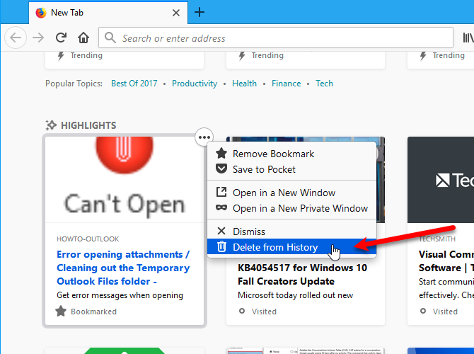 Настроить плитки Firefox