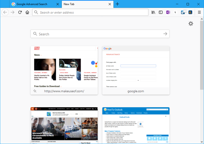 Включить классическую новую вкладку Firefox