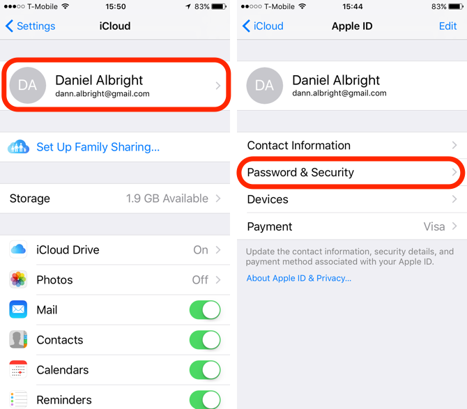 Настройки безопасности iCloud на iOS