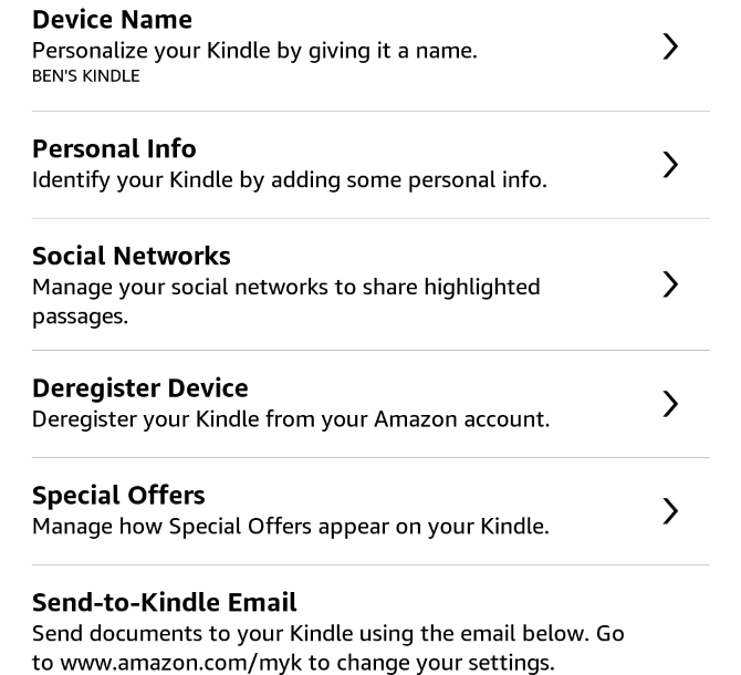 Как настроить и использовать Kindle Paperwhite 24 Paperwhite Настройки моей учетной записи