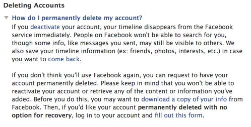 как удалить аккаунт в фейсбуке