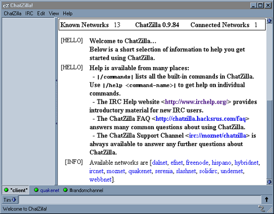 chatZillaStartup - как создать канал IRC