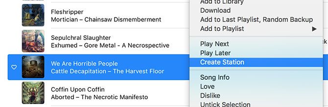 Создать станцию ​​из треков Apple Music