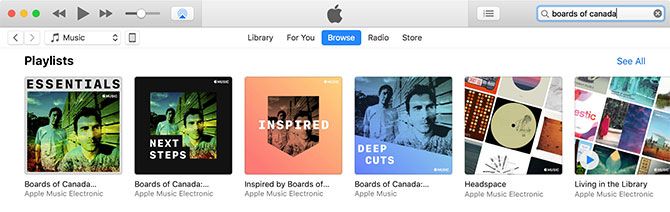 Поиск плейлистов Apple Music