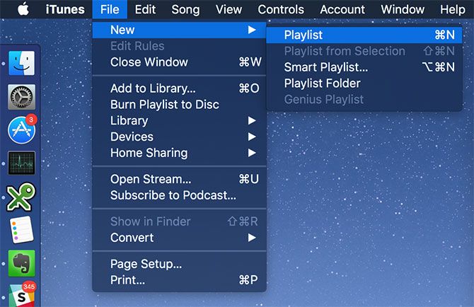 Новый плейлист в iTunes