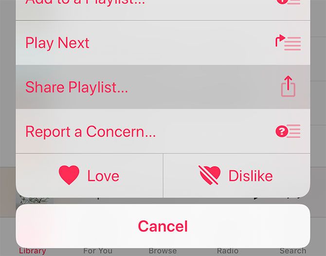Поделиться Apple Music Плейлист iOS