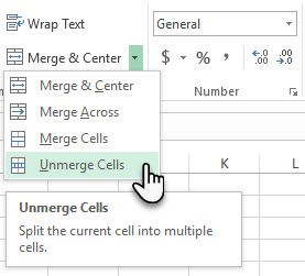 Unmerge Cells
