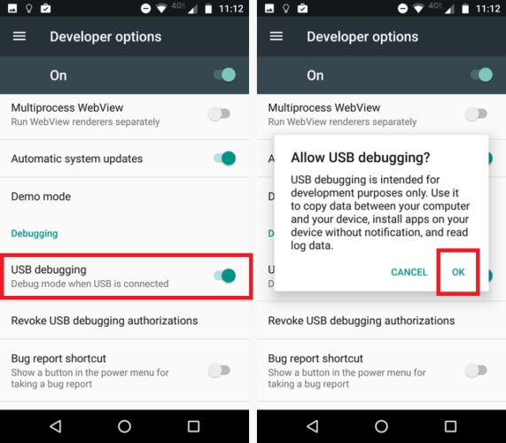 Как управлять своим Android с помощью компьютера' /></p>
<p>Как только ваше устройство подтвердит, что режим разработчика включен, перейдите к <strong>Настройки> Параметры разработчика> Отладка> Отладка USB</strong> и убедитесь, что скользящий тумблер установлен в положение &laquo;включено&raquo;. Нажмите <strong>Хорошо</strong> на экране подтверждения.</p>
<p>Теперь вам нужно подключить устройство Android к компьютеру с помощью USB-кабеля. Для большинства пользователей достаточно зарядного кабеля.</p>
<p>Надеемся, что подключение вашего устройства через USB заставит ваш компьютер автоматически установить драйверы ADB вашего устройства. Если вам не повезло и установлены только драйверы MTP (или вообще не установлены), вам нужно будет найти и установить их вручную.</p>
<p><noscript><img decoding=
