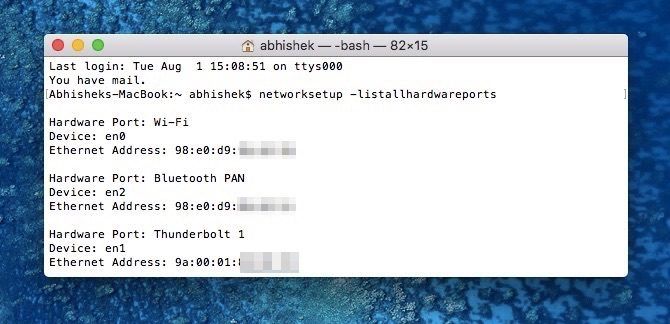 изменить поддельный MAC-адрес на Mac