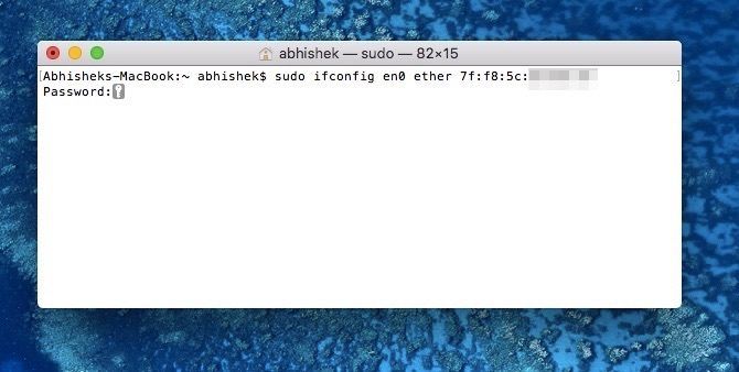 изменить поддельный MAC-адрес на Mac