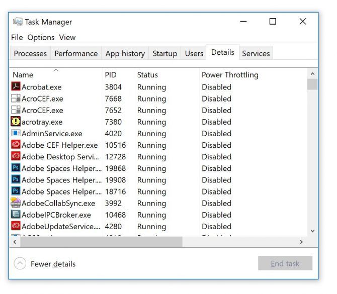 Как сэкономить заряд батареи в Windows 10 с помощью функции регулирования мощности TaskManager Power Throttling e1510696650598