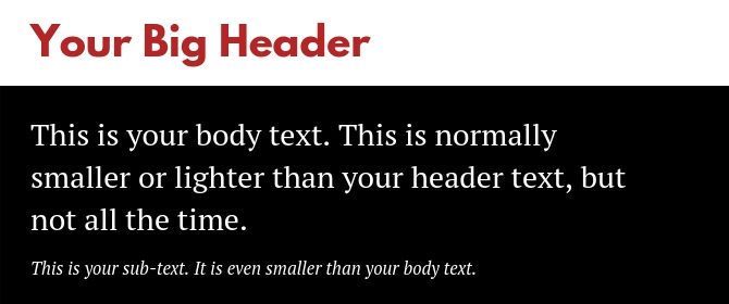 Заголовок Subheader Body Subtext