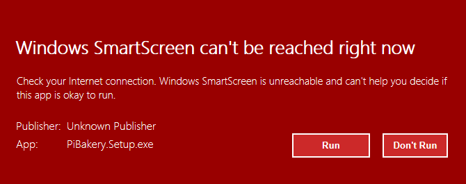 MakeUseOf Linux PiBakery SmartScreen Windows 8 10