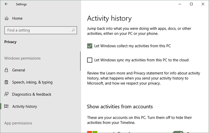 установить и использовать Windows 10 Timeline