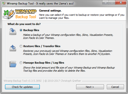 Как сделать легкие резервные копии вашей конфигурации Winamp Winamp Backup Tool