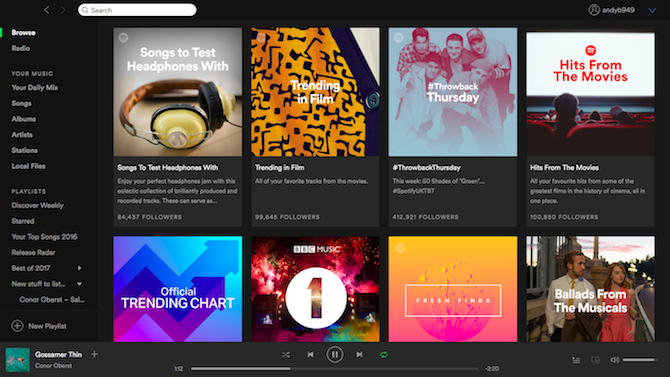 Интерфейс Spotify