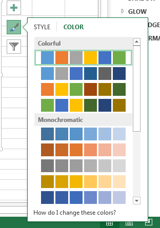 Цветовые пресеты Excel