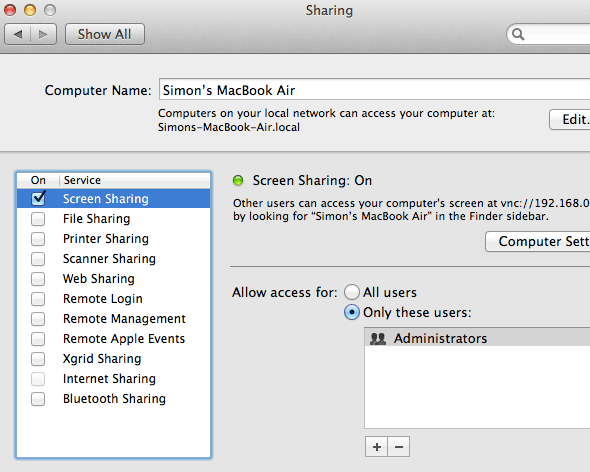 Приложение Mac Screen Share