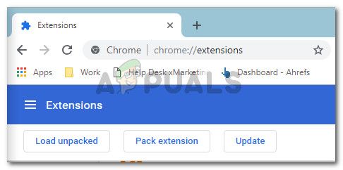 Доступ к вкладке расширений из Chrome's navigation bar