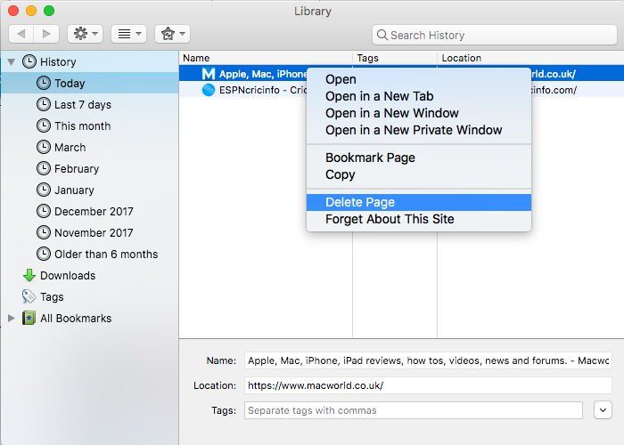 Как удалить историю просмотра веб-страниц на Mac: Firefox