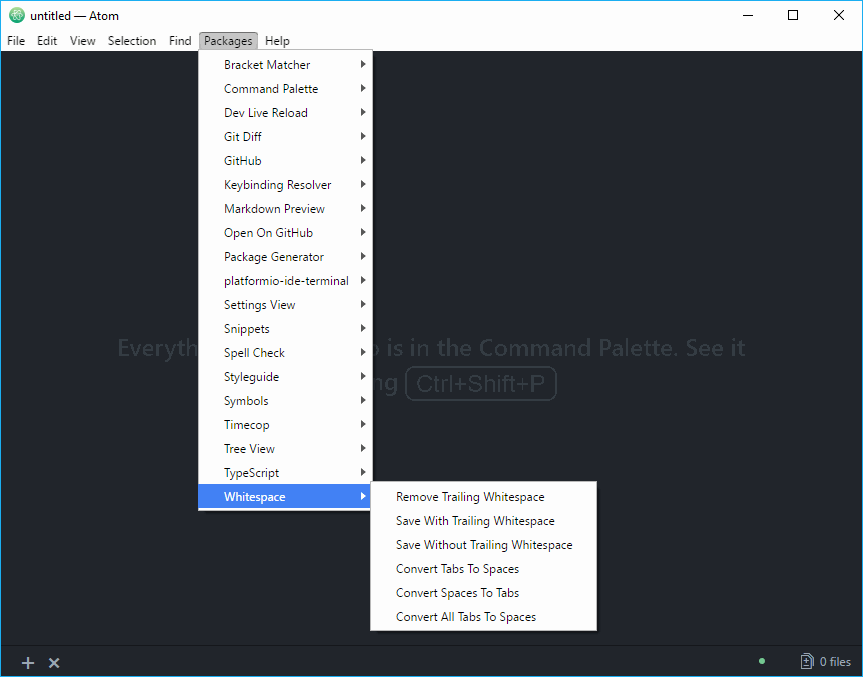 Toolstrip Atom Whitespace Manager