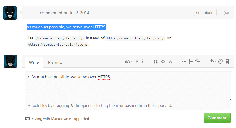 Ответить Github Shortcut