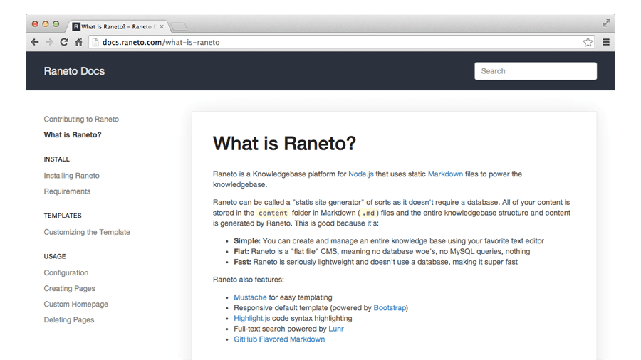 Raneto Wiki Nodejs