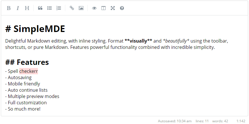 SimpleMDE Markdown Editor Demo