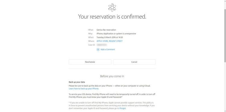 Как заказать встречу Apple - Reservatiom