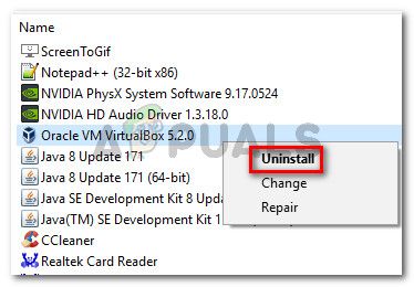 Удаление Oracle VM VirtualBox