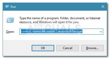 Диалог запуска: элемент управления / имя Microsoft.CredentialManager
