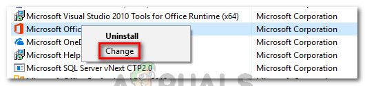 Изменение установки Microsoft Office