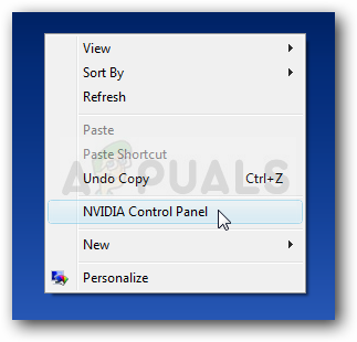 Панель управления NVIDIA в контекстном меню рабочего стола правой кнопкой мыши