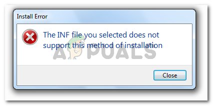 Выбранный вами INF-файл не поддерживает этот метод установки.