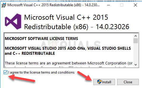 Распространяемая установка Visual C ++
