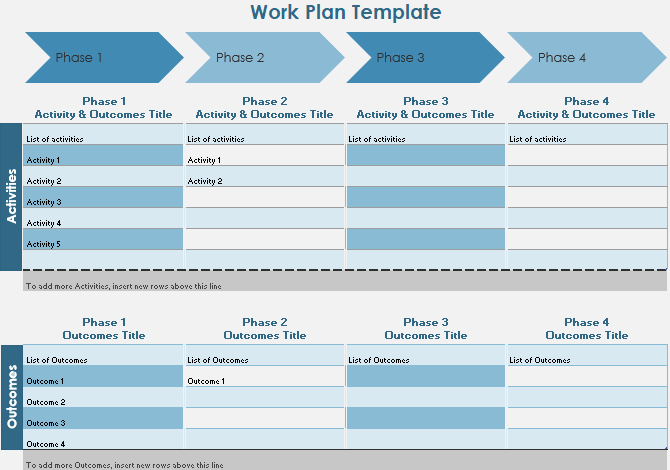 Шаблон временной шкалы рабочего плана Excel