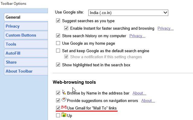то есть, Google-панель-Gmail-MAILTO